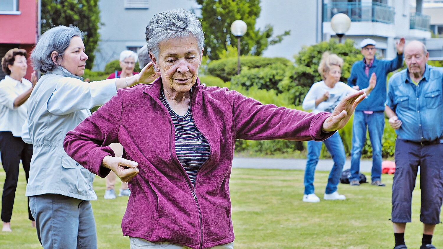 I comuni portano il movimento nella politica dell‘invecchiamento (Tai Chi congiunto nella regione di Sursee, nel Cantone di Lucerna).