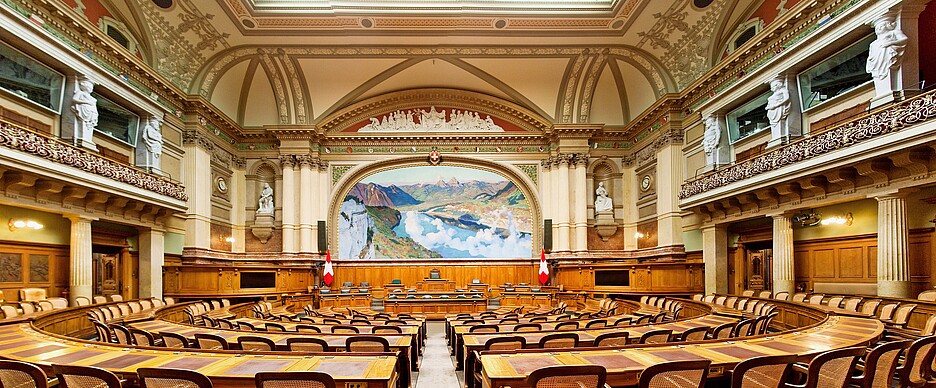 La sala del Consiglio nazionale a Berna.